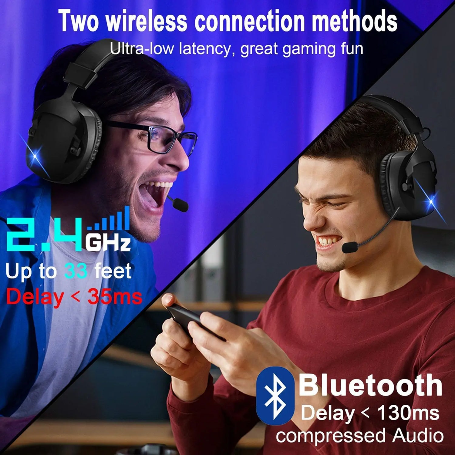 Playasish Gaming Headset 3D Surround Sound 50mm Drivers 36H Battery for PS4/5 PC and VR