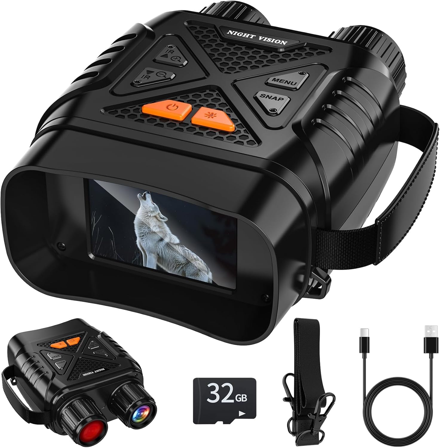 PossNiox Night Vision Binoculars 800m Range Military-Grade Infrared 10X Zoom HD Recording