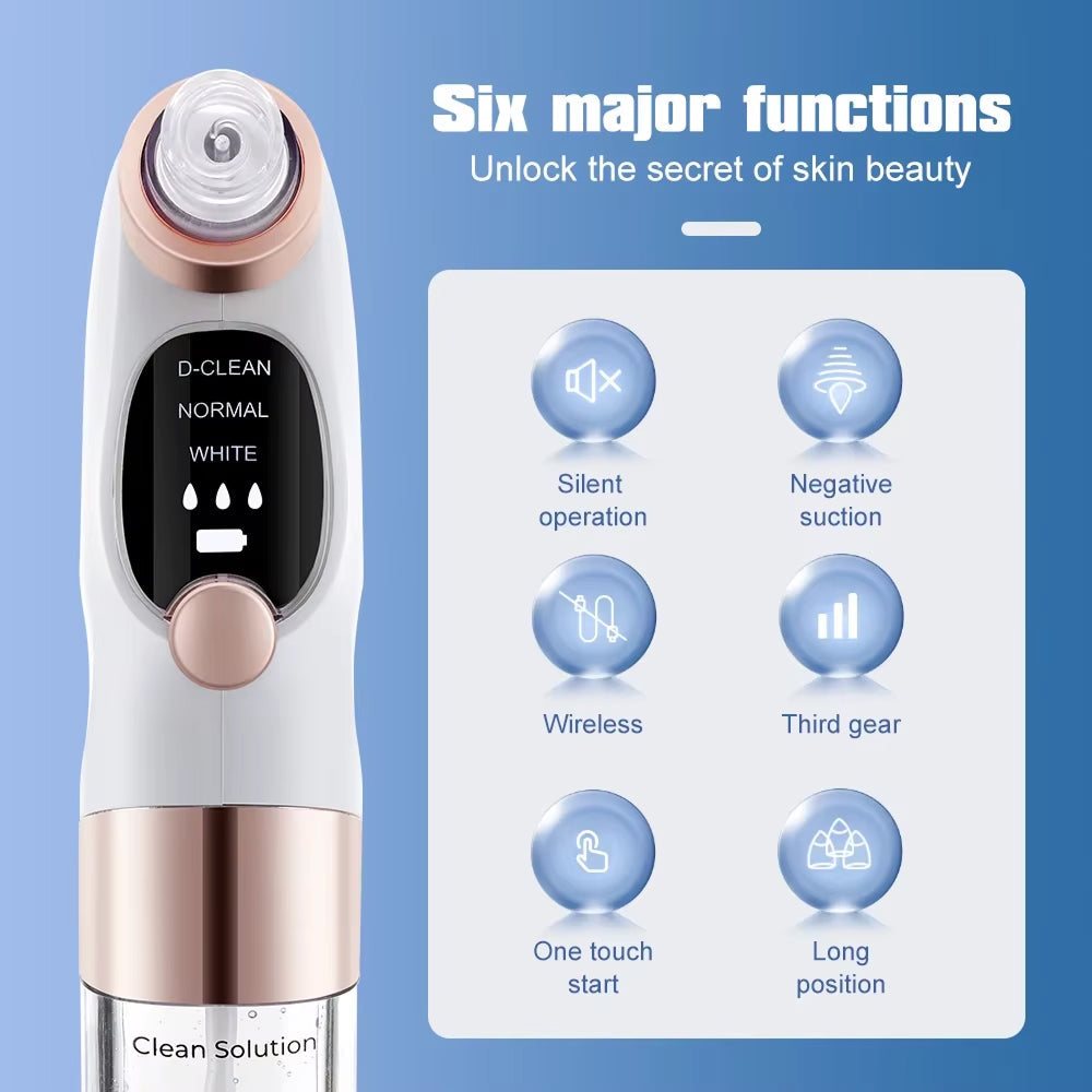 PurePreti Hydro-Facial Blackhead Remover - Oxygen-Infused Bubble Technology, 6 Interchangeable Heads