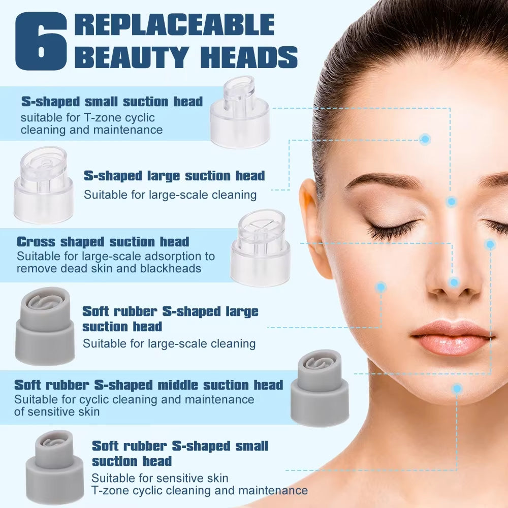 PurePreti Hydro-Facial Blackhead Remover - Oxygen-Infused Bubble Technology, 6 Interchangeable Heads