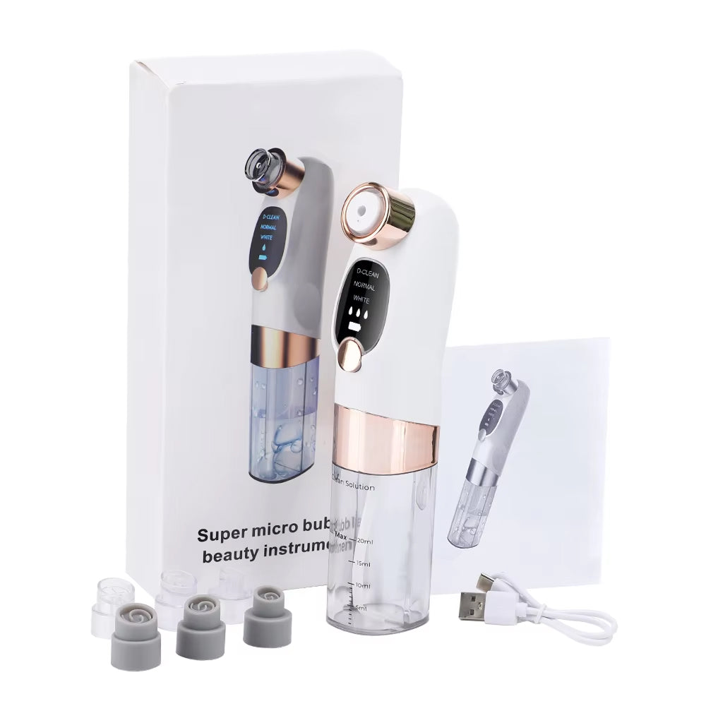 PurePreti Hydro-Facial Blackhead Remover - Oxygen-Infused Bubble Technology, 6 Interchangeable Heads