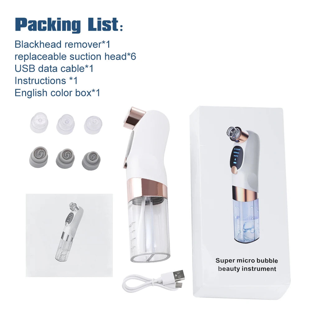 PurePreti Hydro-Facial Blackhead Remover - Oxygen-Infused Bubble Technology, 6 Interchangeable Heads