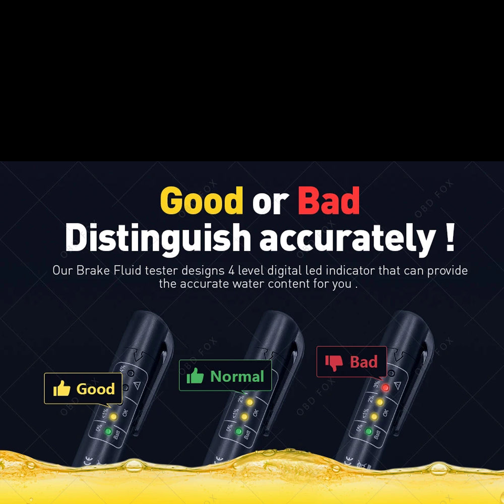 Car Brake Fluid Tester Pen DOT3 DOT4 DOT5 Moisture Detector with 5 LED Indicator RadivJoli