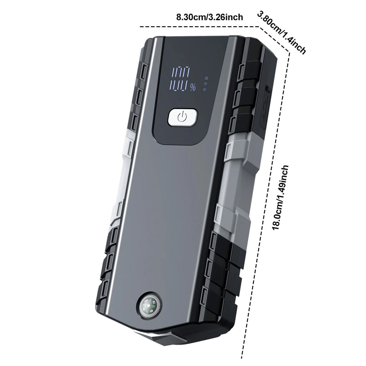 RoadiPack Portable Car Battery Jump Starter - 6000A Peak Current 12V Lithium Jump Box with LED Flashlight, Safety Hammer, and Dual USB Fast Charging