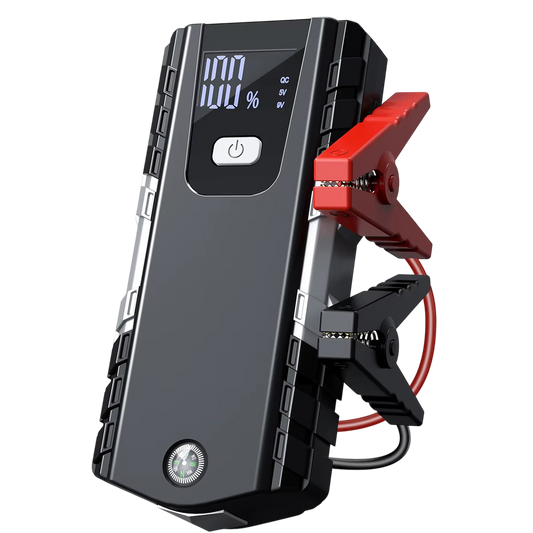 RoadiPack Portable Car Battery Jump Starter - 6000A Peak Current 12V Lithium Jump Box with LED Flashlight, Safety Hammer, and Dual USB Fast Charging