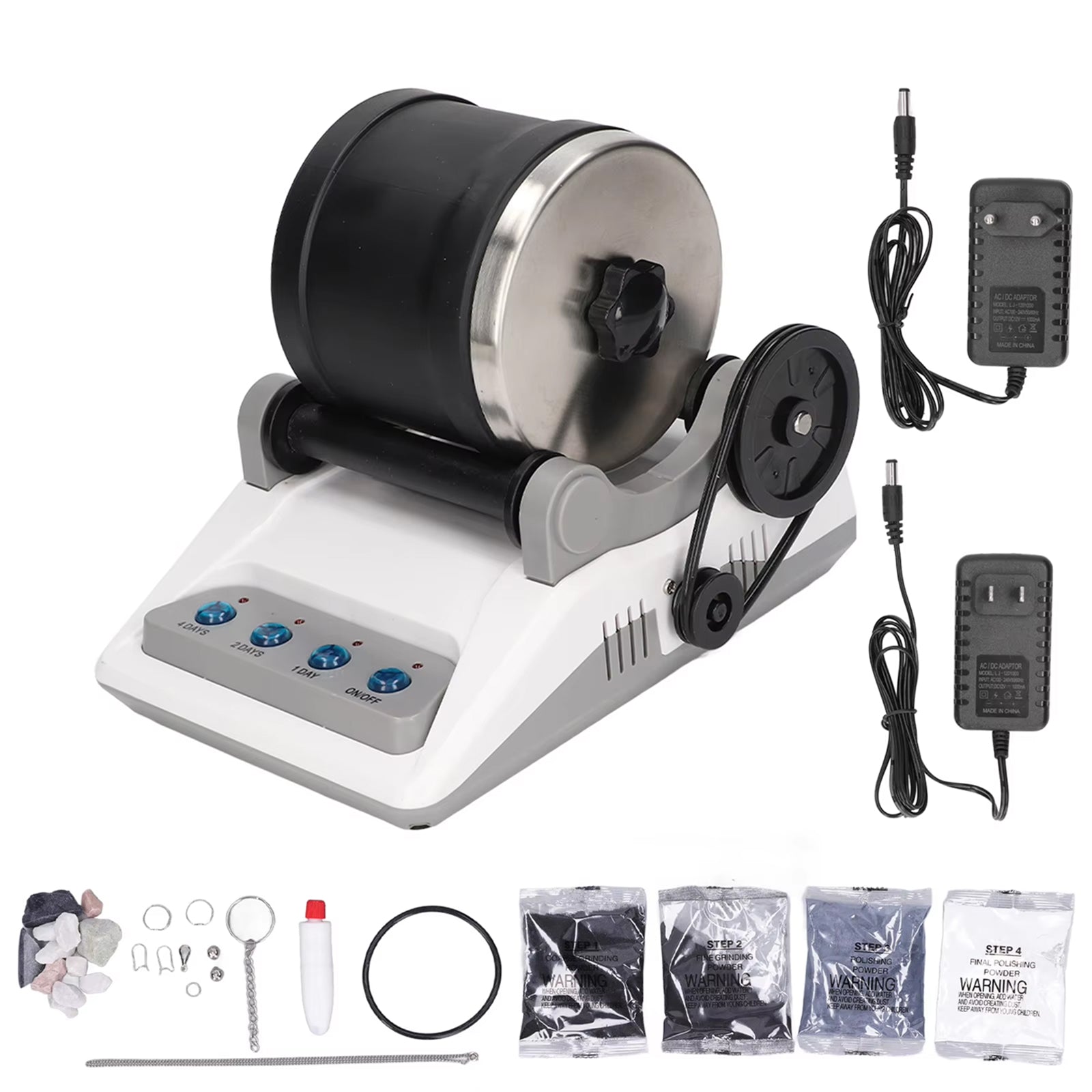 RociPolis Rock Tumbler Kit Professional Quiet Leak-Proof Barrel with Gems & Grit
