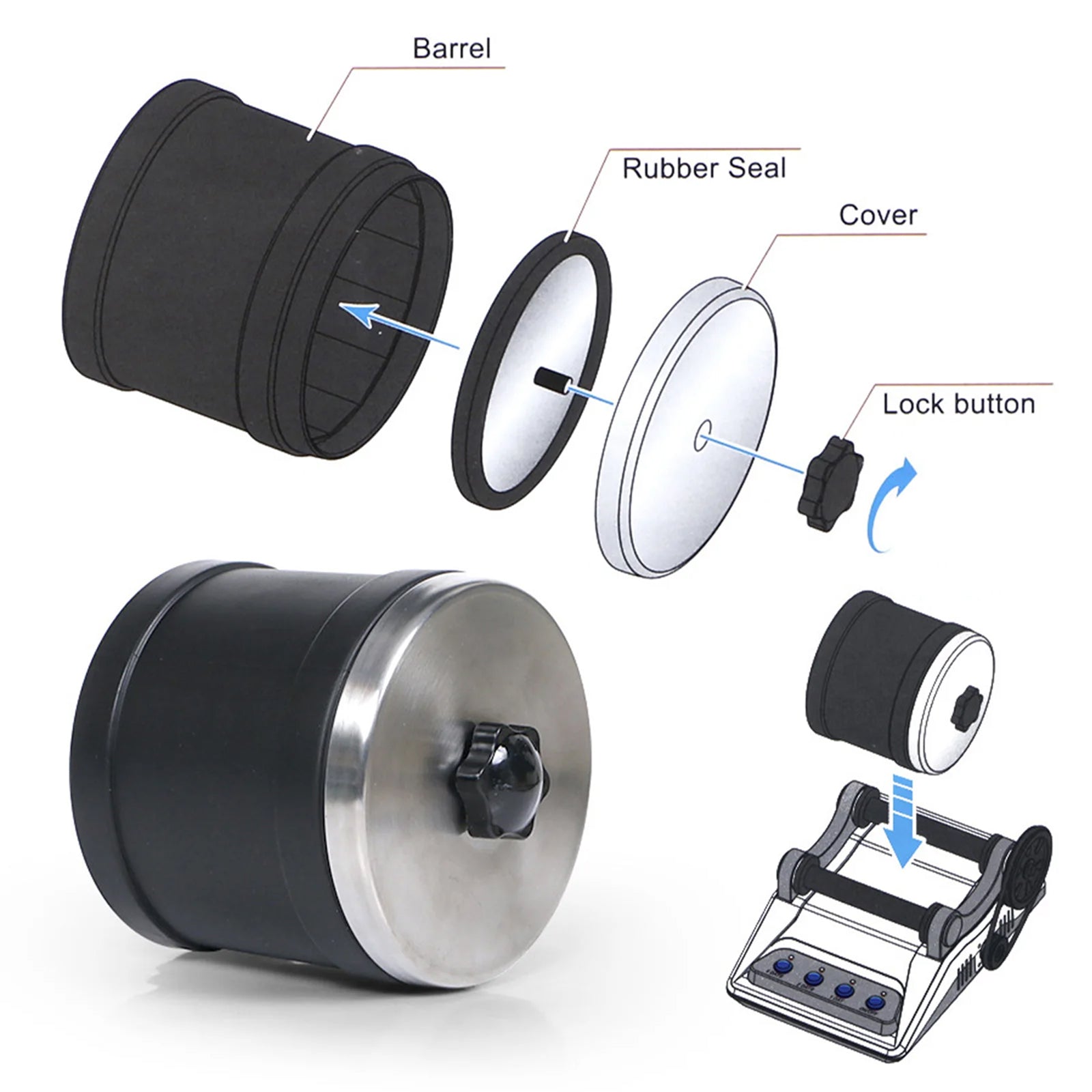 RociPolis Rock Tumbler Kit Professional Quiet Leak-Proof Barrel with Gems & Grit