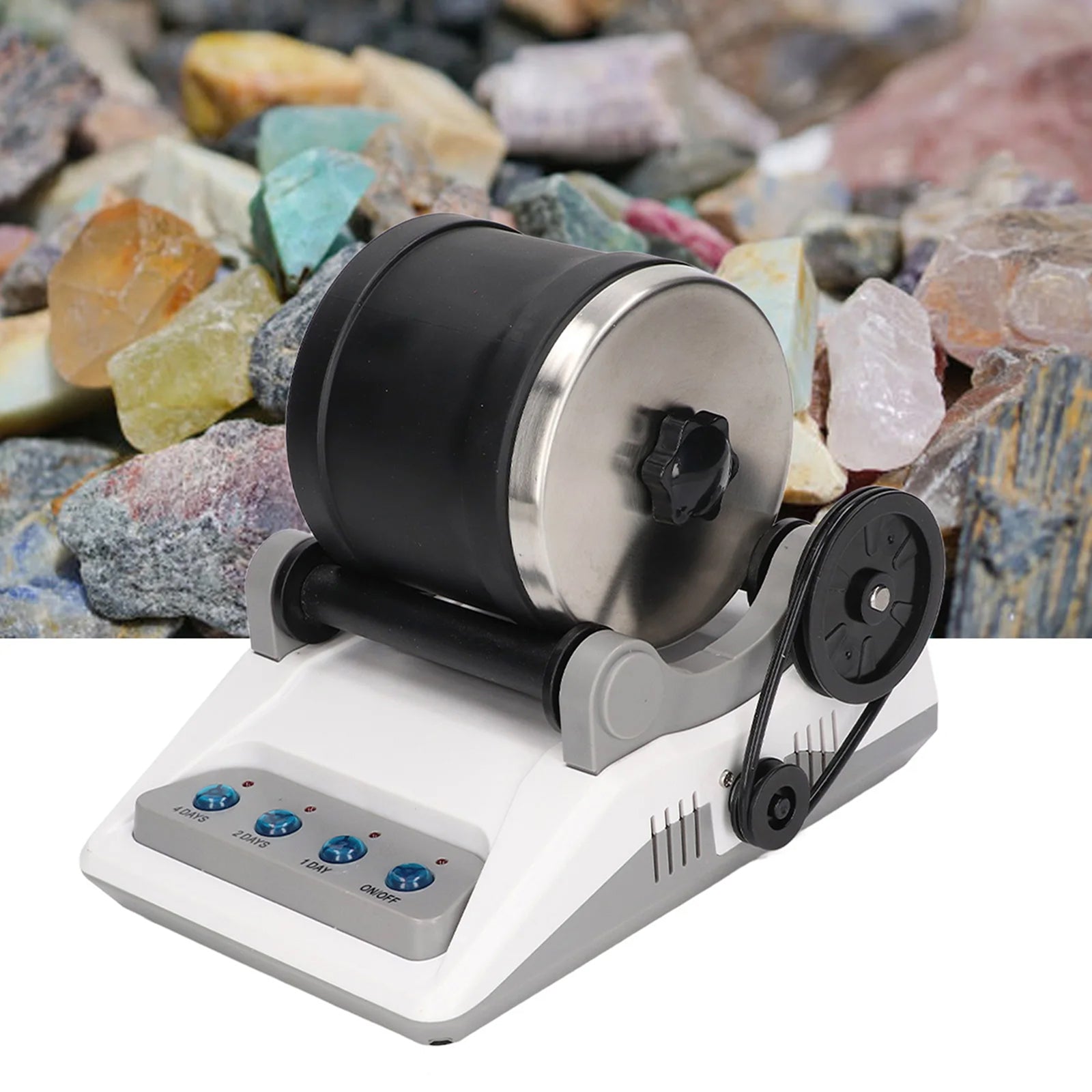 RociPolis Rock Tumbler Kit Professional Quiet Leak-Proof Barrel with Gems & Grit
