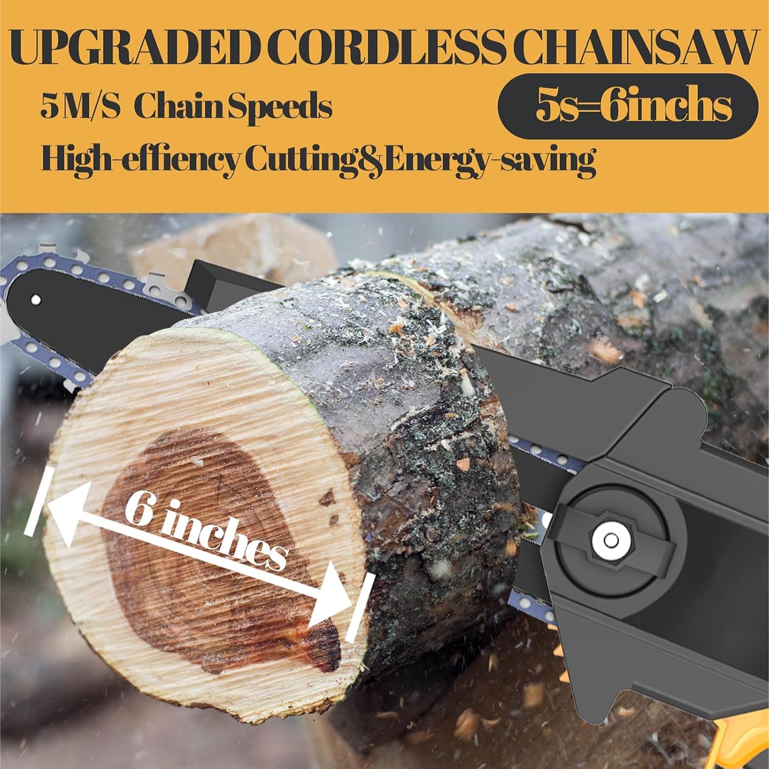 RosCimix 6-Inch Cordless Mini Chainsaw Compatible with Makita DeWalt Milwaukee Batteries