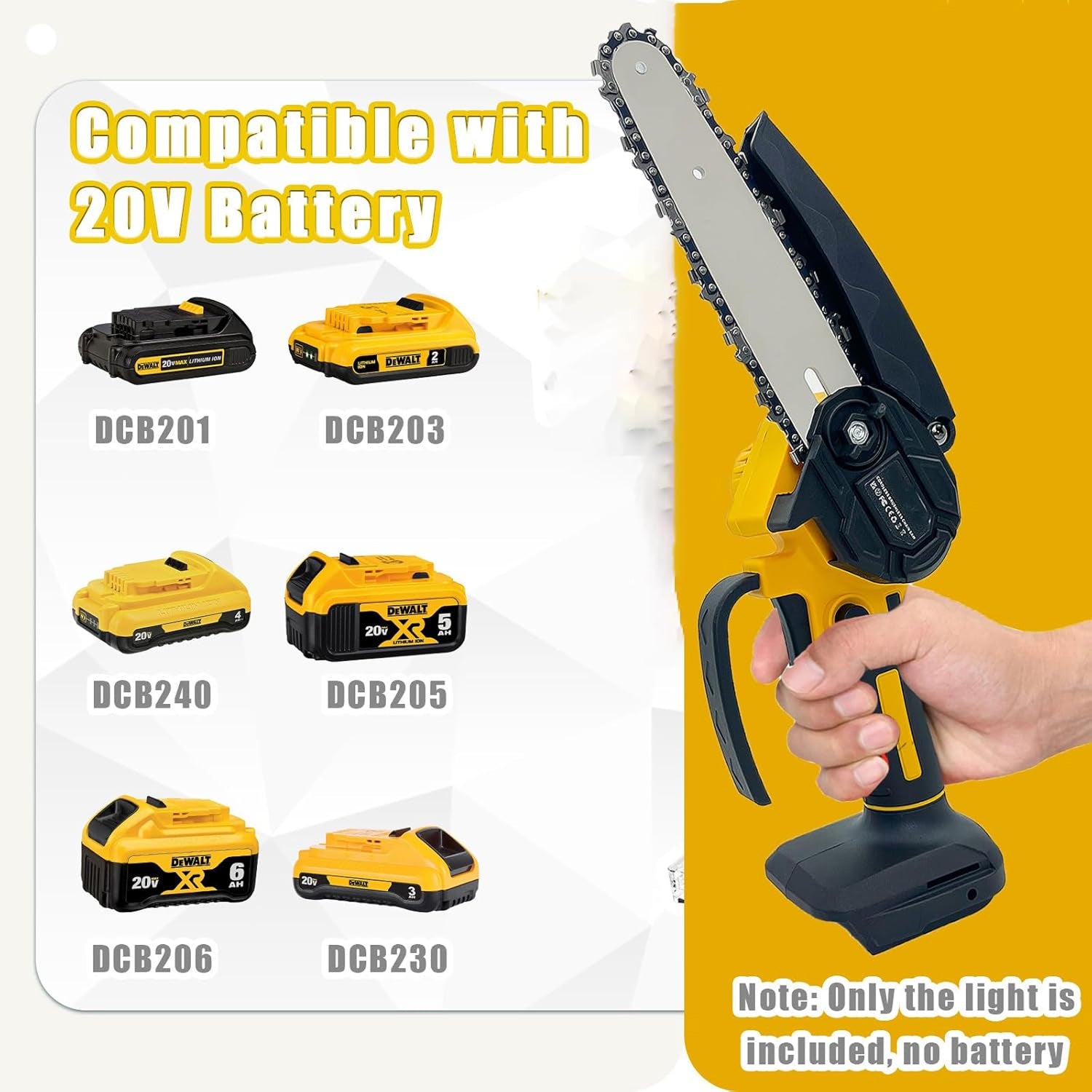 RosCimix 6-Inch Cordless Mini Chainsaw Compatible with Makita DeWalt Milwaukee Batteries