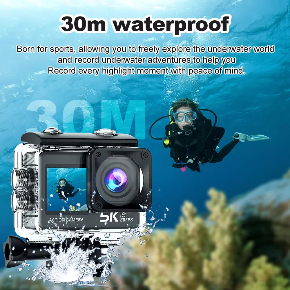 SeenFros 5K 30fps Ultra-HD Action Camera with Sony 386 Sensor, Dual-Screen Vlogging Design and 50MP Photo Clarity