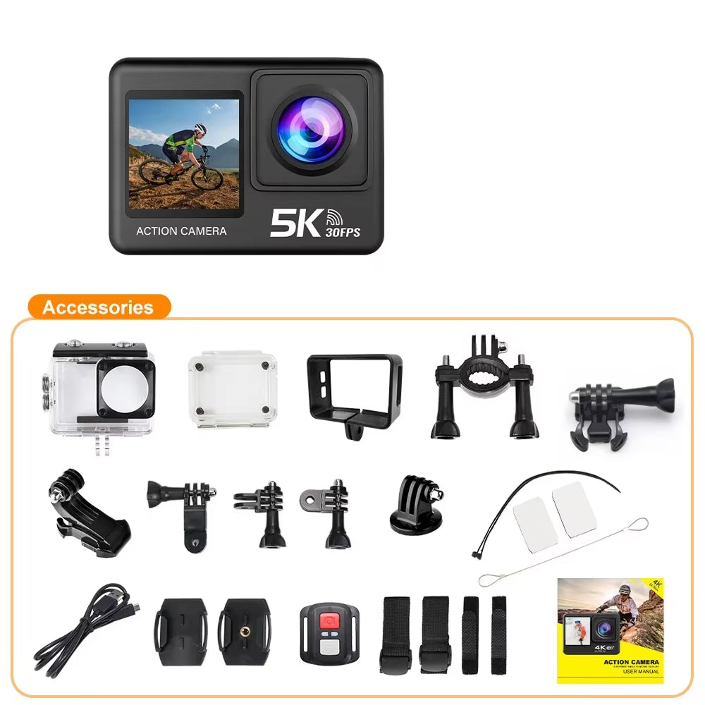 SeenFros 5K 30fps Ultra-HD Action Camera with Sony 386 Sensor, Dual-Screen Vlogging Design and 50MP Photo Clarity