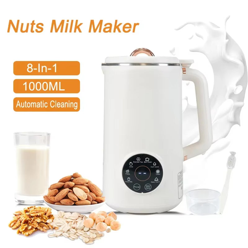 SipyPrep Nut Milk Maker - 10-Blade System for No-Filter Smoothness, 800-1000 mL Automatic Soy Milk & Juice Machine with 12h Timer and Self-Cleaning