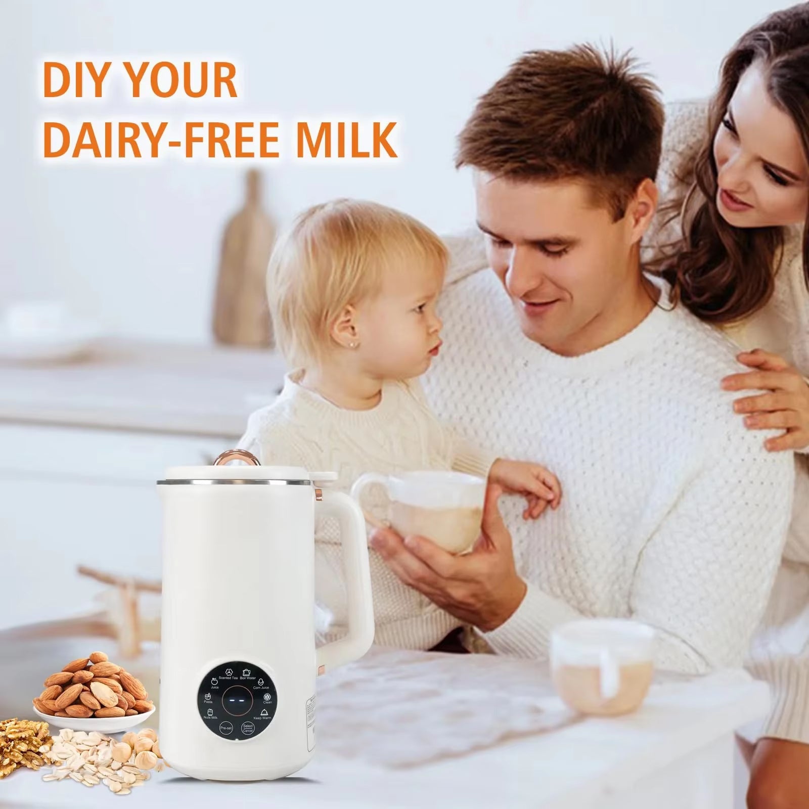 SipyPrep Nut Milk Maker - 10-Blade System for No-Filter Smoothness, 800-1000 mL Automatic Soy Milk & Juice Machine with 12h Timer and Self-Cleaning