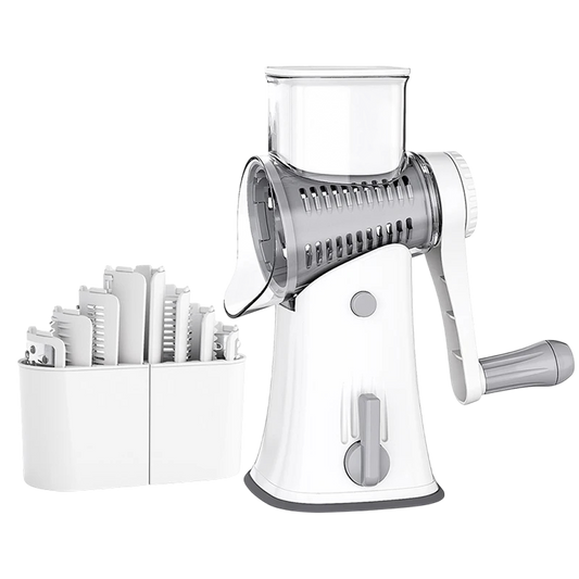 SliceMavi Rotary Mandoline Slicer with 5 Interchangeable Blades and Suction Base