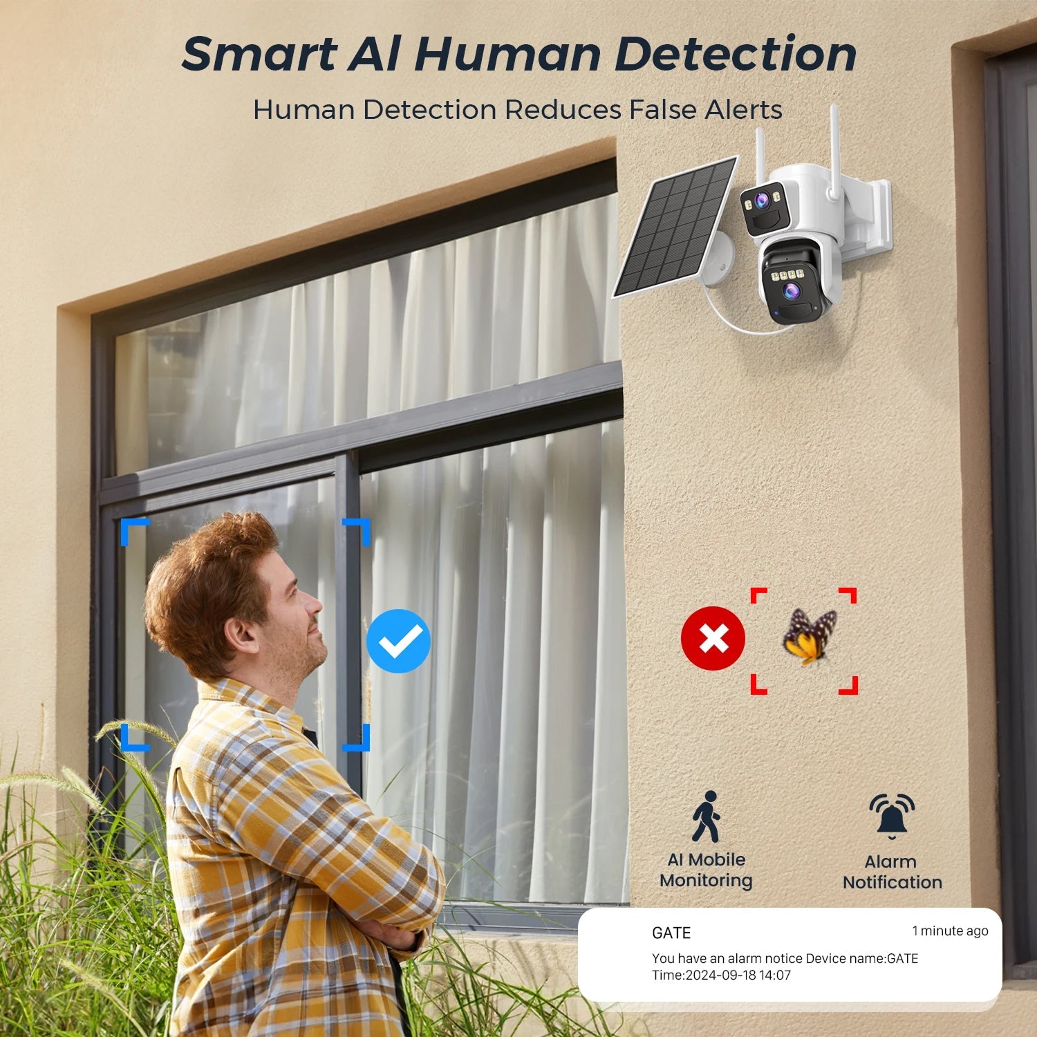 ElixForn 8MP Solar Security Camera 4K Ultra-HD 360° Pan/Tilt AI Human Detection