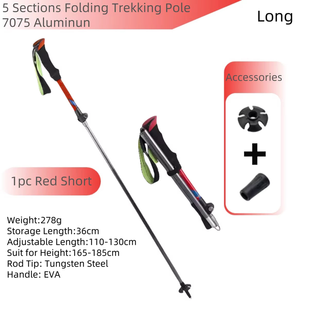 TrekiPoli Ultra-Light 7075 Aluminum Trekking Poles with Shock-Absorbing Core, Ergonomic EVA Grips and 29cm Compact Fold