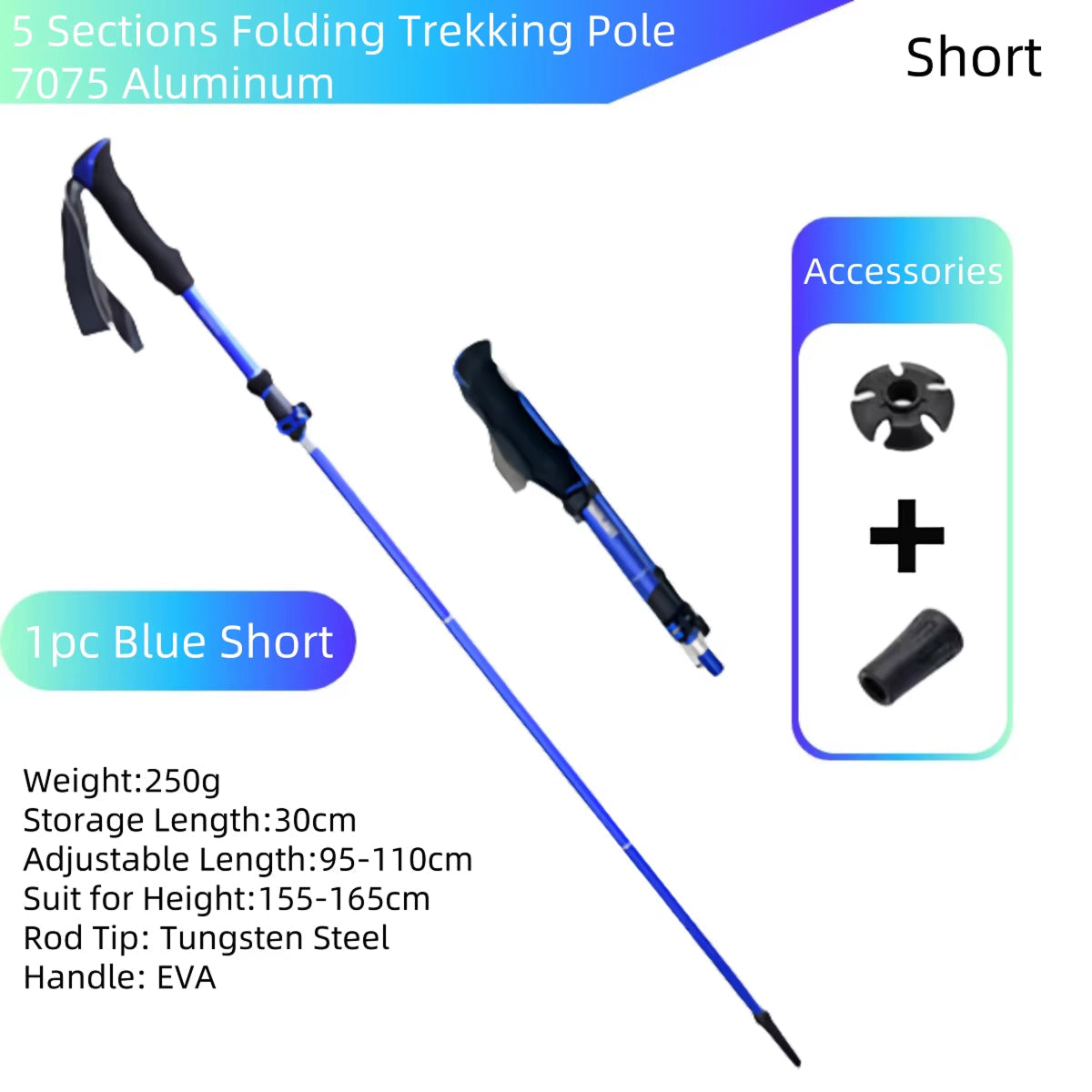 TrekiPoli Ultra-Light 7075 Aluminum Trekking Poles with Shock-Absorbing Core, Ergonomic EVA Grips and 29cm Compact Fold