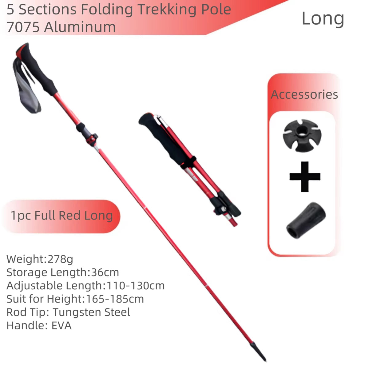 TrekiPoli Ultra-Light 7075 Aluminum Trekking Poles with Shock-Absorbing Core, Ergonomic EVA Grips and 29cm Compact Fold