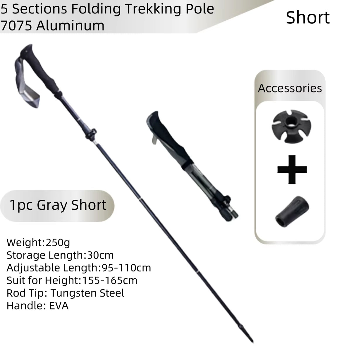 TrekiPoli Ultra-Light 7075 Aluminum Trekking Poles with Shock-Absorbing Core, Ergonomic EVA Grips and 29cm Compact Fold