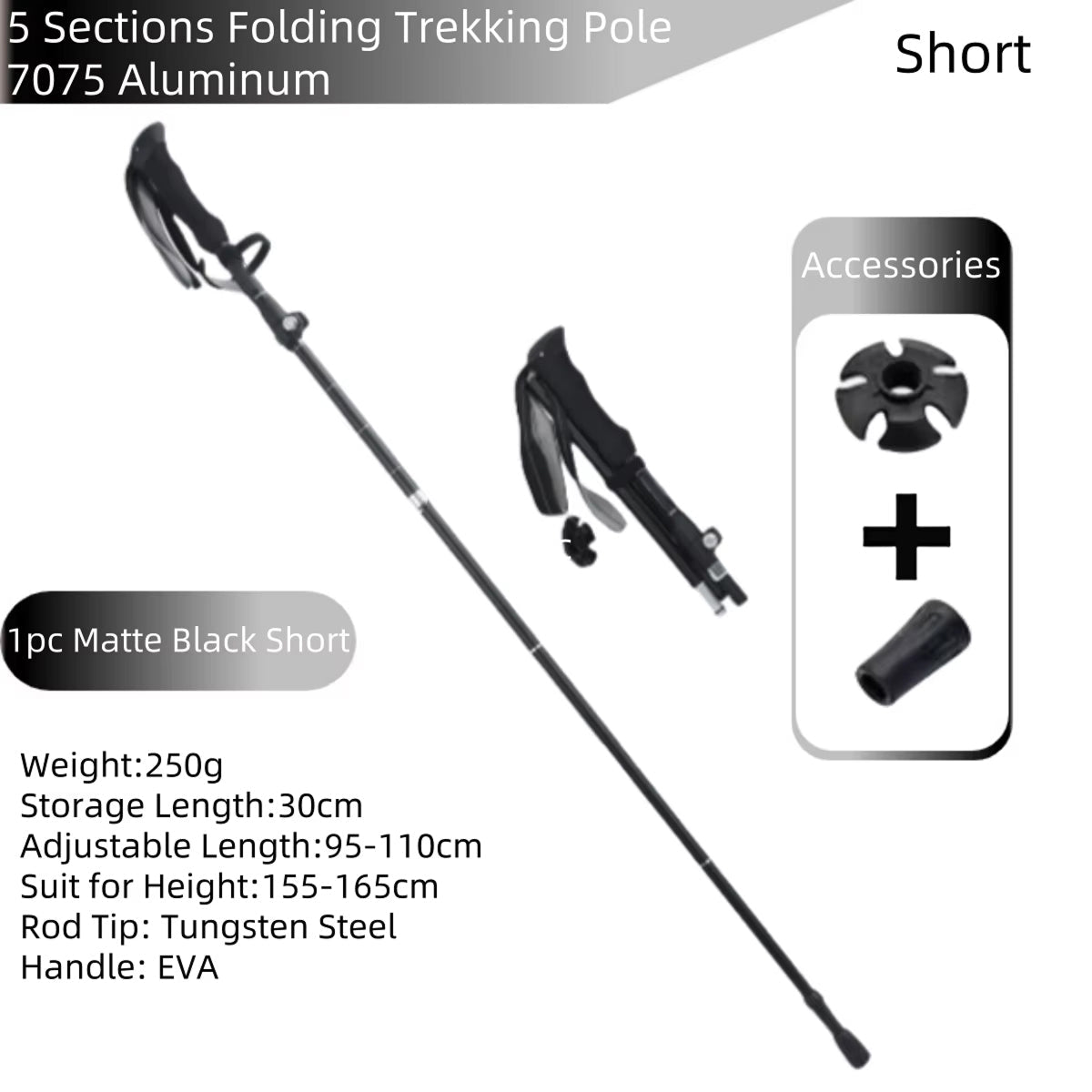 TrekiPoli Ultra-Light 7075 Aluminum Trekking Poles with Shock-Absorbing Core, Ergonomic EVA Grips and 29cm Compact Fold