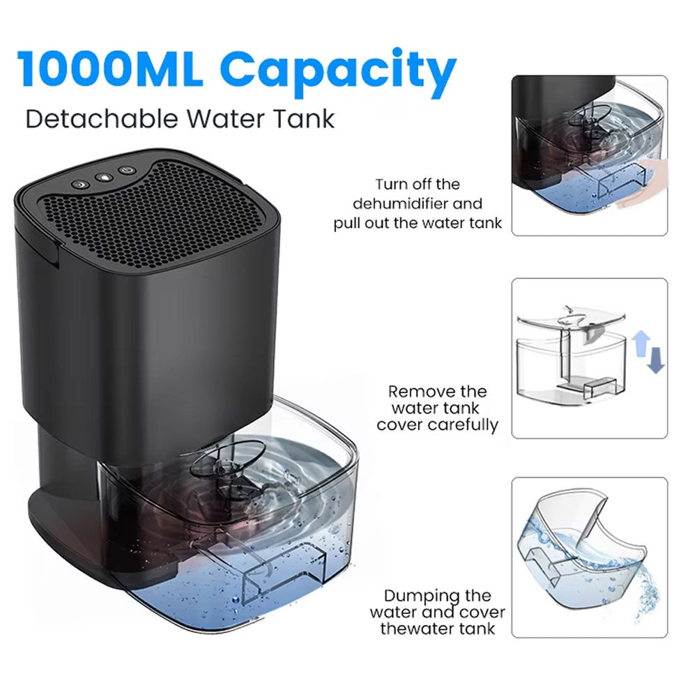 StaxMico Dehumidifier 68oz Water Tank 28dB Ultra-Quiet with 7-Color LED & Auto Shut-Off