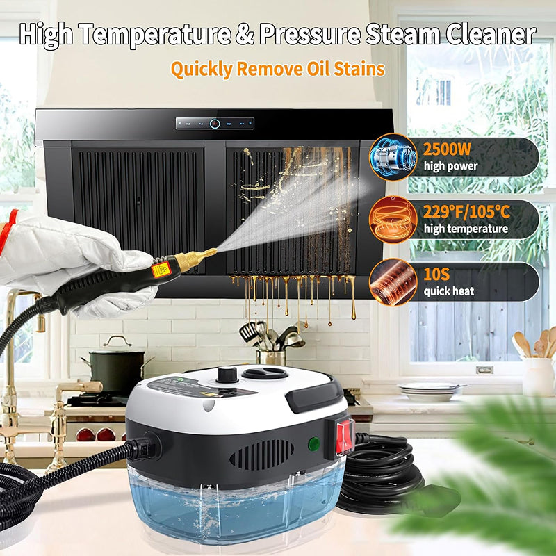 SteamPuci 2500W High-Pressure Steam Cleaner - 6-Speed Adjustable, 99.9% Sanitization, Anti-Dry Protection, Chemical-Ready Deep Cleaning