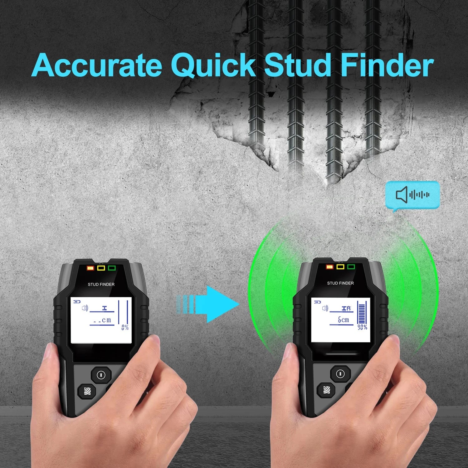 StixMika 5-in-1 Stud Finder 120mm Deep Metal Detection with Live AC Wire Warning and Tri-Color LED Alert