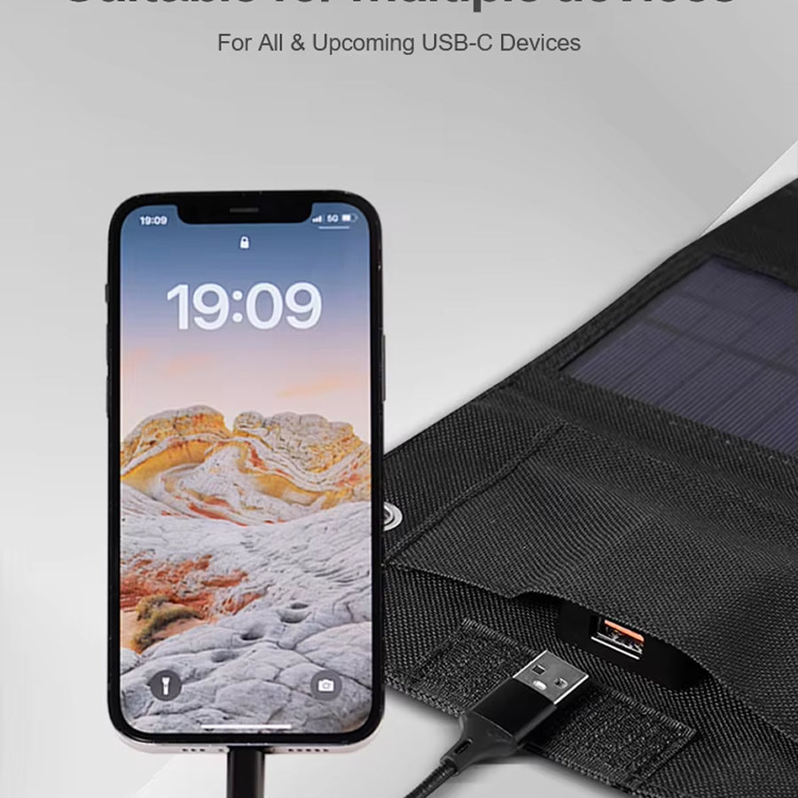 SundiFold High-Efficiency Portable Solar Panel with Dual USB & Type-C Outputs, 30% Faster Charging and Waterproof Foldable Design