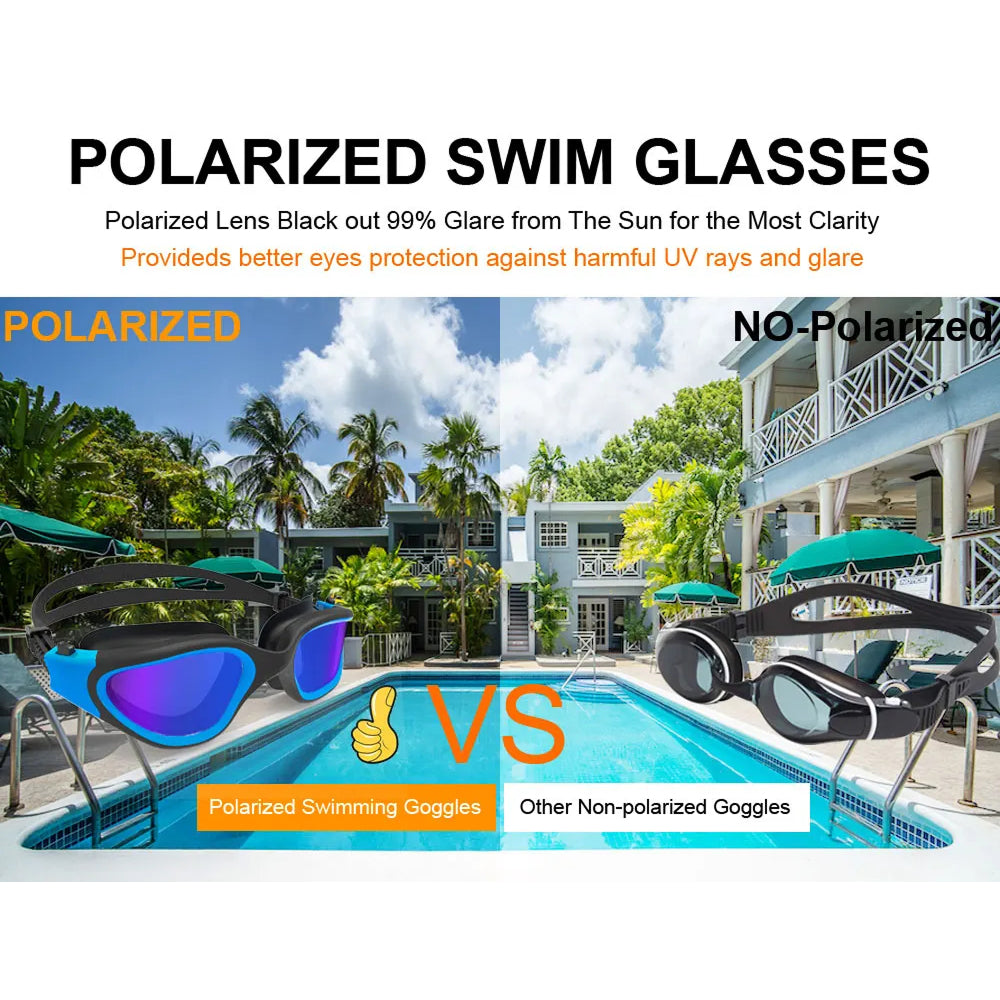 SwiGoxim Polarized Swim Goggles Anti-Fog UV Protection No-Leaking Wide Vision for Adults (Copy)