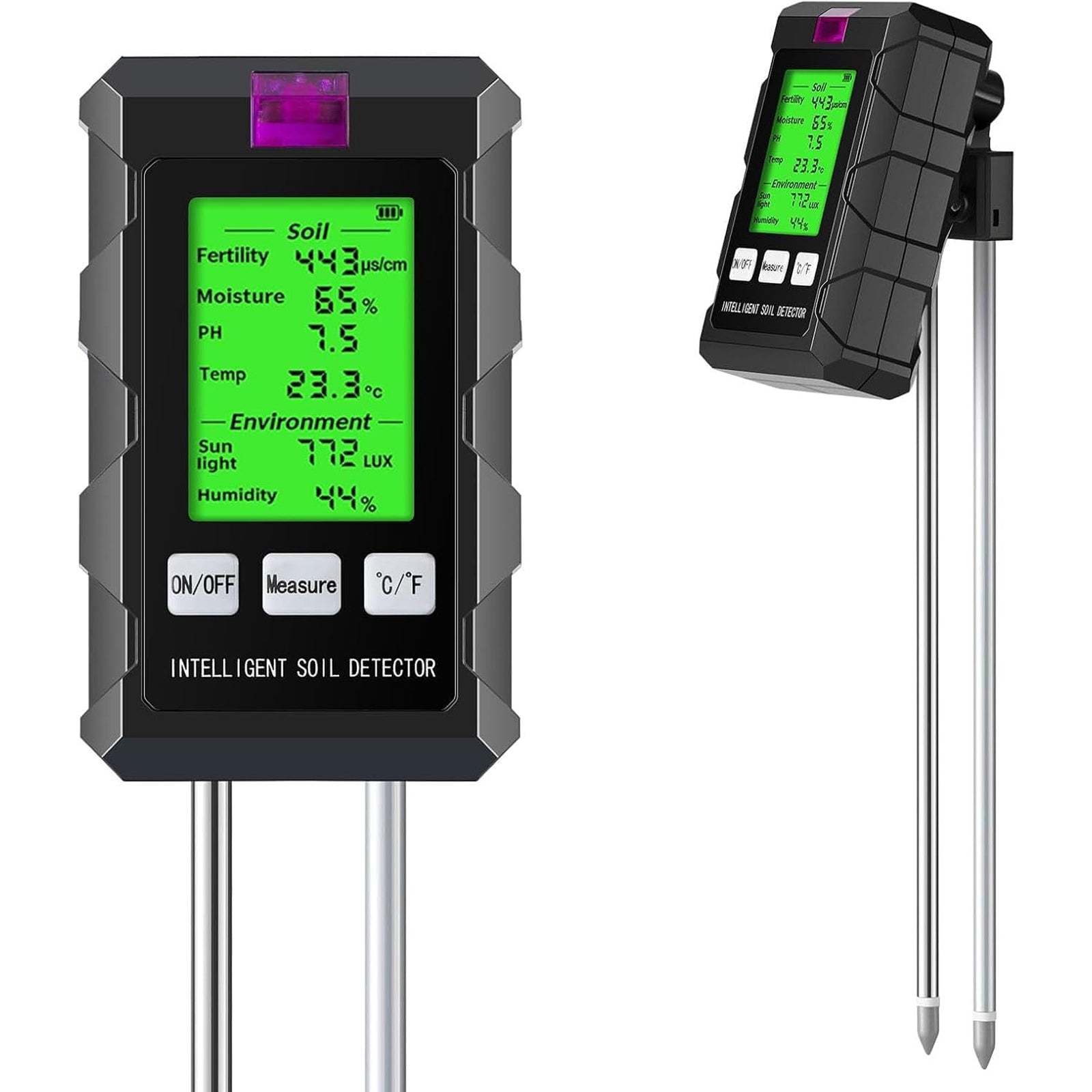 TagTerro 6-in-1 Soil Tester - Professional NPK, pH, Moisture, Temperature, Light & Humidity Meter with 90° Rotatable LCD and 180mm Deep Probes