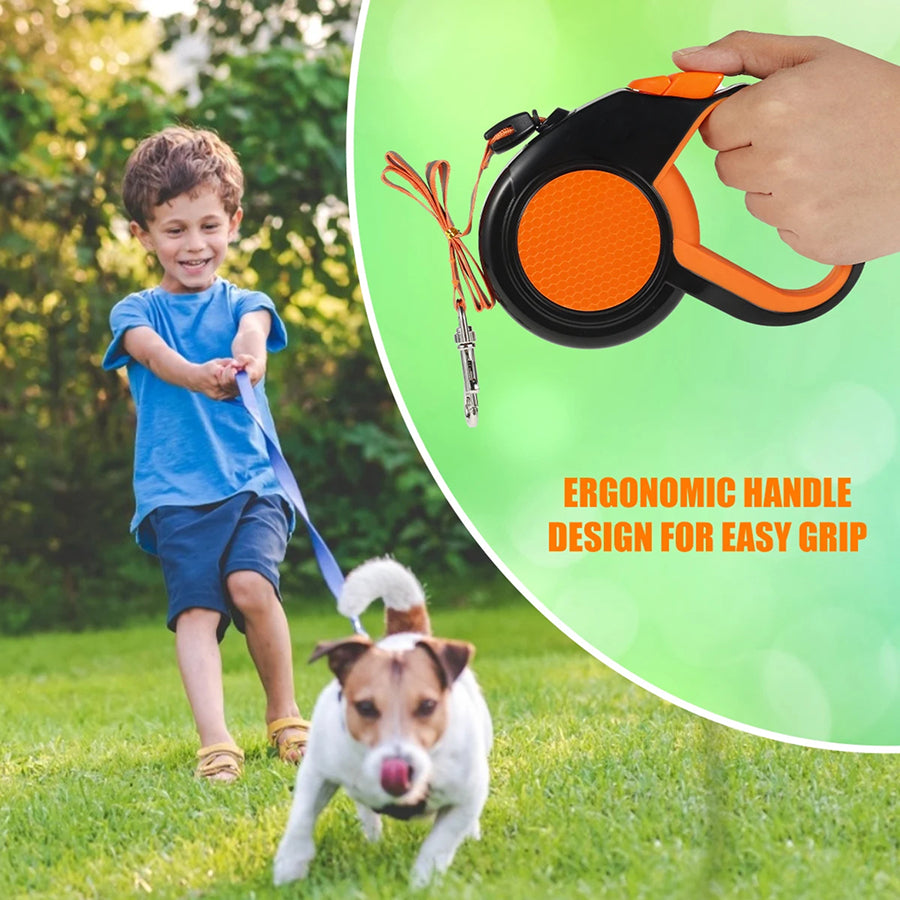TanisPup 8-Meter Extra-Long Retractable Dog Leash with Reflective Tape, One-Button Lock and 30kg Heavy-Duty Capacity