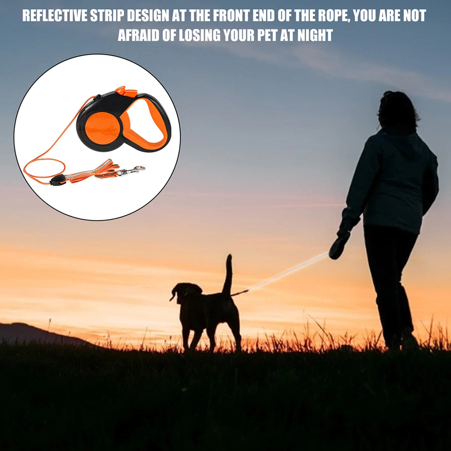 TanisPup 8-Meter Extra-Long Retractable Dog Leash with Reflective Tape, One-Button Lock and 30kg Heavy-Duty Capacity