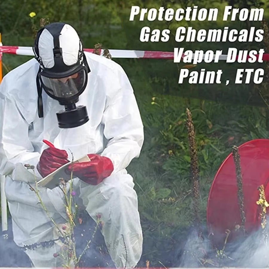 TeciAiri Professional Gas Mask - Military-Grade NBC Protection, 40mm Filter Interface, Anti-Fog Polycarbonate Lens, and Ultra-Low Breathing Resistance