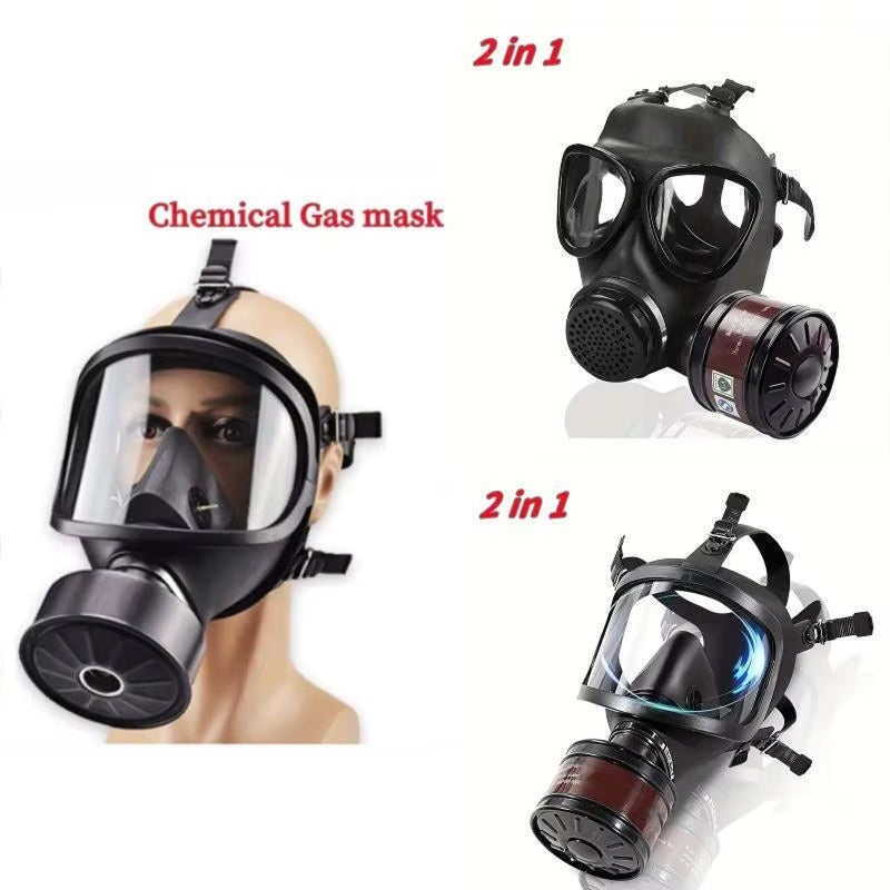 TeciAiri Professional Gas Mask - Military-Grade NBC Protection, 40mm Filter Interface, Anti-Fog Polycarbonate Lens, and Ultra-Low Breathing Resistance