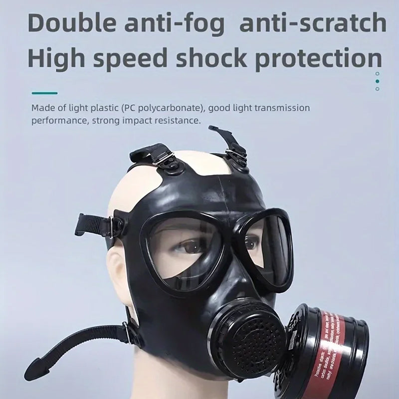 TeciAiri Professional Gas Mask - Military-Grade NBC Protection, 40mm Filter Interface, Anti-Fog Polycarbonate Lens, and Ultra-Low Breathing Resistance