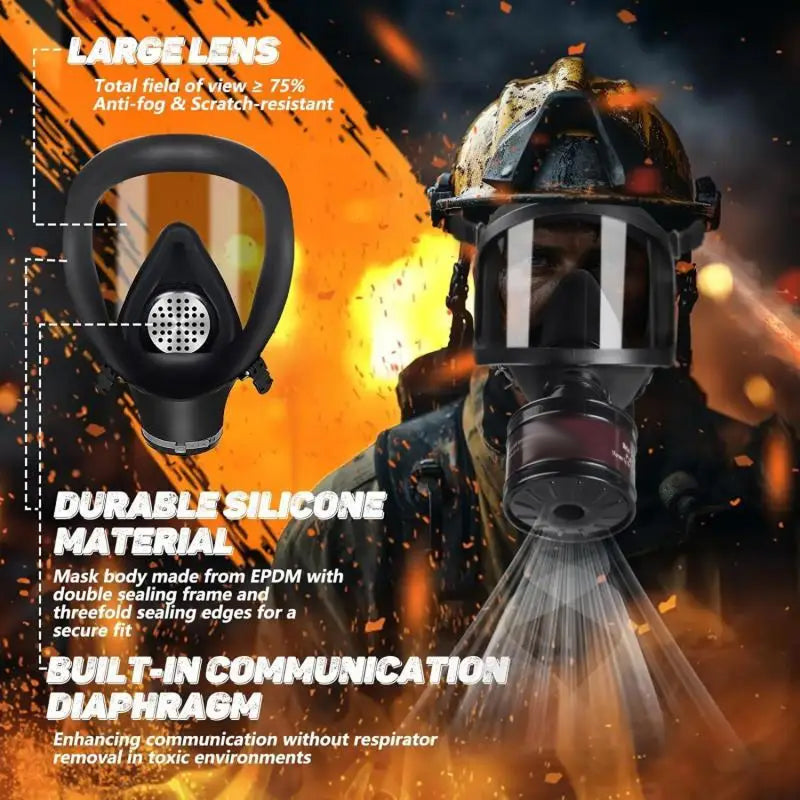 TeciAiri Professional Gas Mask - Military-Grade NBC Protection, 40mm Filter Interface, Anti-Fog Polycarbonate Lens, and Ultra-Low Breathing Resistance