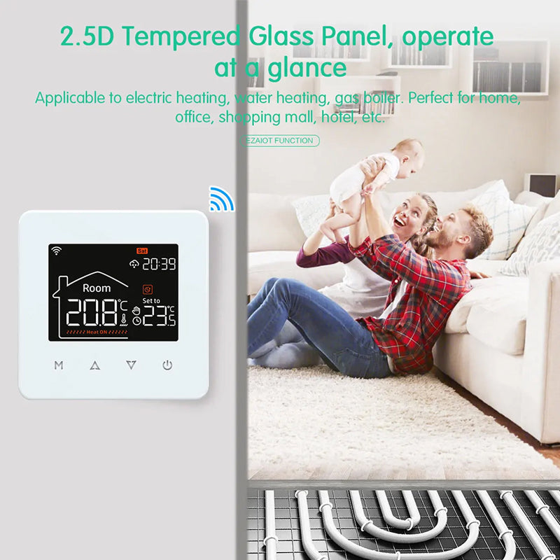 ThemitVi Smart Thermostat WiFi 0.1°C Precision 2.5D Glass Touch Panel with Alexa Google Home & Tuya App Control