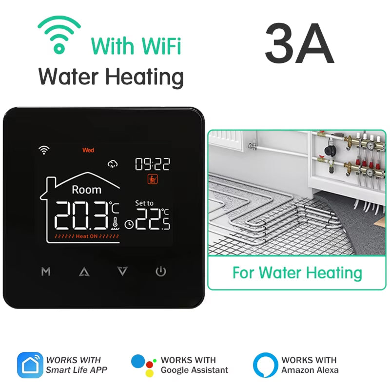 ThemitVi Smart Thermostat WiFi 0.1°C Precision 2.5D Glass Touch Panel with Alexa Google Home & Tuya App Control