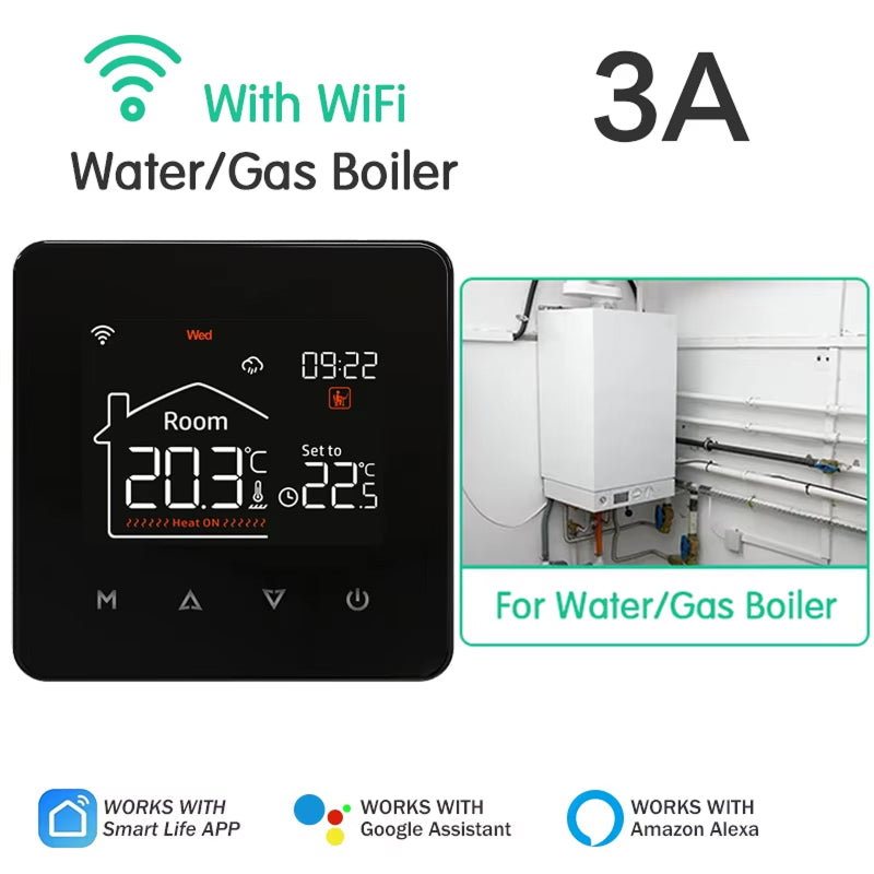 ThemitVi Smart Thermostat WiFi 0.1°C Precision 2.5D Glass Touch Panel with Alexa Google Home & Tuya App Control