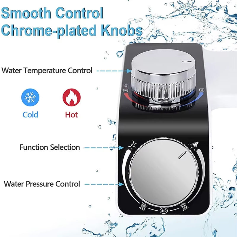 TidoPrime Bidet Attachment for Toilet - Dual Temperature Hot and Cold Water Mixer, Self-Cleaning Dual Nozzle, Ultra-Thin 0.24-inch