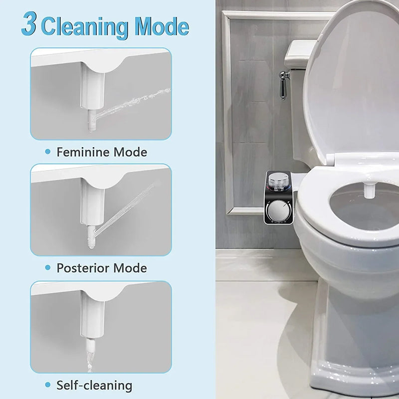 TidoPrime Bidet Attachment for Toilet - Dual Temperature Hot and Cold Water Mixer, Self-Cleaning Dual Nozzle, Ultra-Thin 0.24-inch