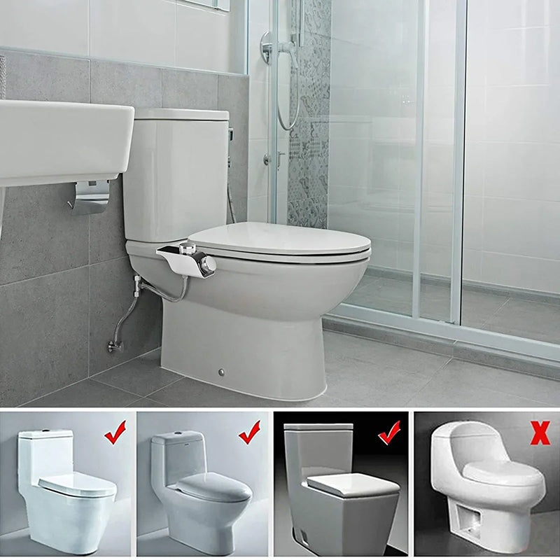 TidoPrime Bidet Attachment for Toilet - Dual Temperature Hot and Cold Water Mixer, Self-Cleaning Dual Nozzle, Ultra-Thin 0.24-inch