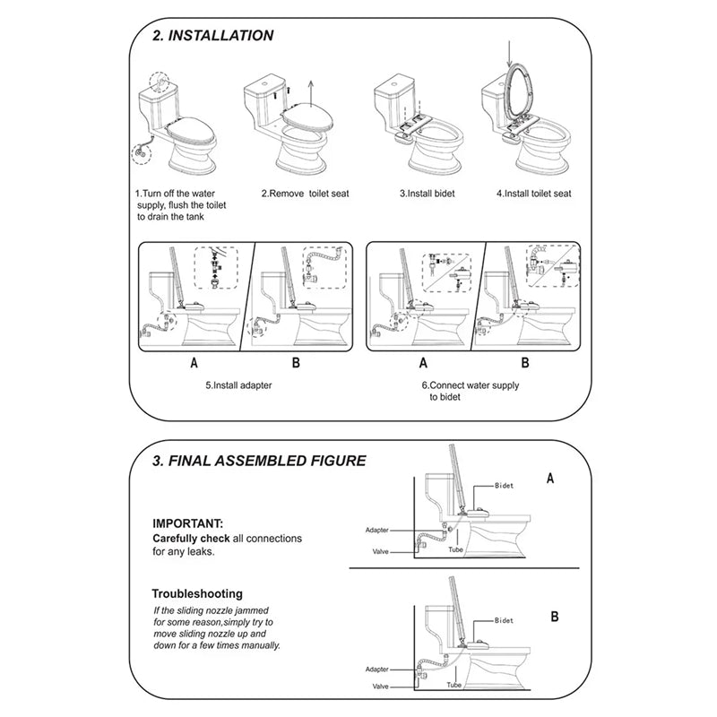 TidoPrime Bidet Attachment for Toilet - Dual Temperature Hot and Cold Water Mixer, Self-Cleaning Dual Nozzle, Ultra-Thin 0.24-inch