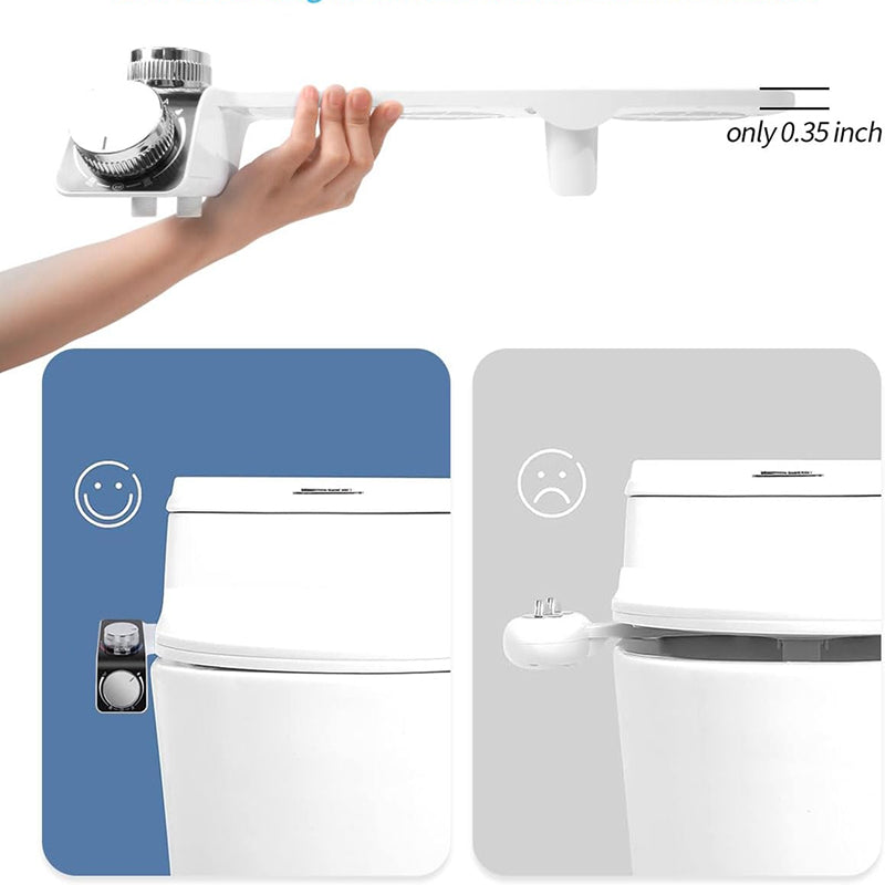 TidoPrime Bidet Attachment for Toilet - Dual Temperature Hot and Cold Water Mixer, Self-Cleaning Dual Nozzle, Ultra-Thin 0.24-inch