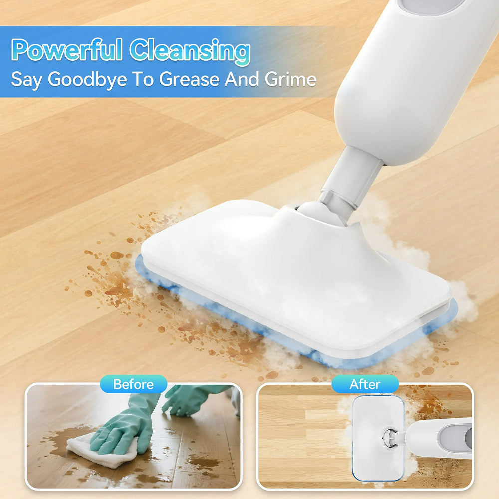 TimixGix 6-in-1 Floor Steamer 212°F Germ Elimination 15s Fast Heat-Up with 360ml Tank and 180° Swivel Head
