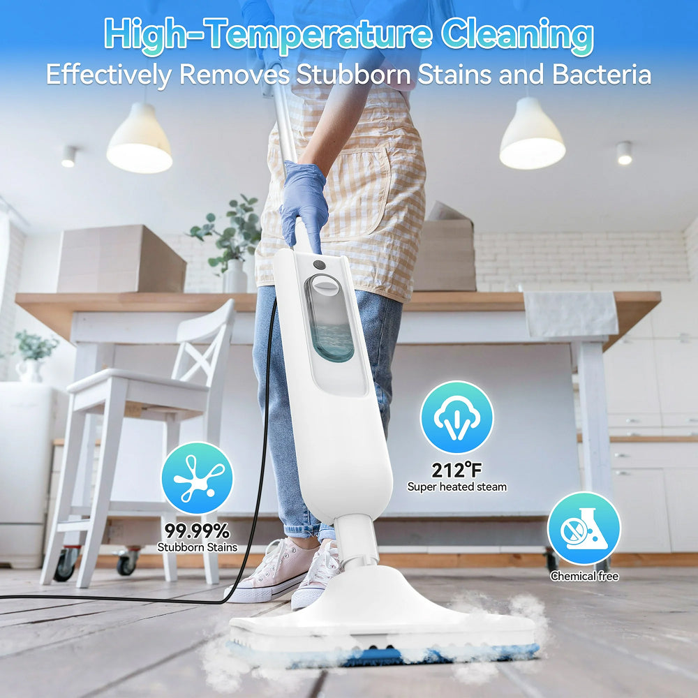 TimixGix 6-in-1 Floor Steamer 212°F Germ Elimination 15s Fast Heat-Up with 360ml Tank and 180° Swivel Head