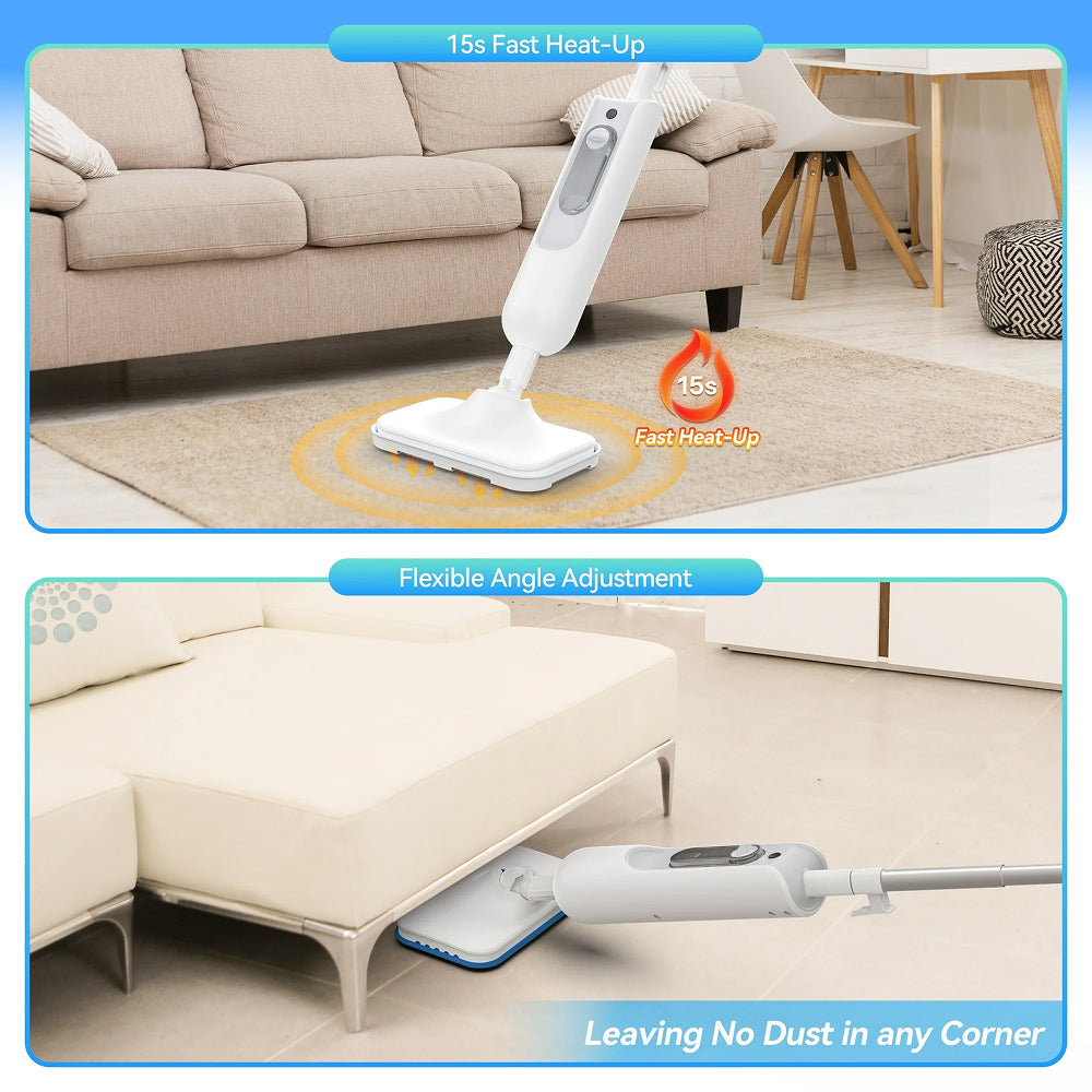 TimixGix 6-in-1 Floor Steamer 212°F Germ Elimination 15s Fast Heat-Up with 360ml Tank and 180° Swivel Head