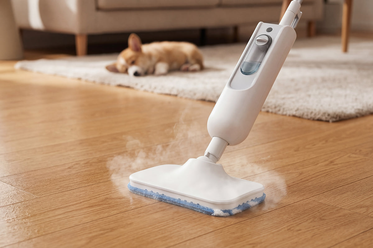 TimixGix 6-in-1 Floor Steamer 212°F Germ Elimination 15s Fast Heat-Up with 360ml Tank and 180° Swivel Head