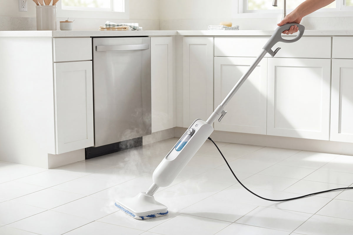 TimixGix 6-in-1 Floor Steamer 212°F Germ Elimination 15s Fast Heat-Up with 360ml Tank and 180° Swivel Head